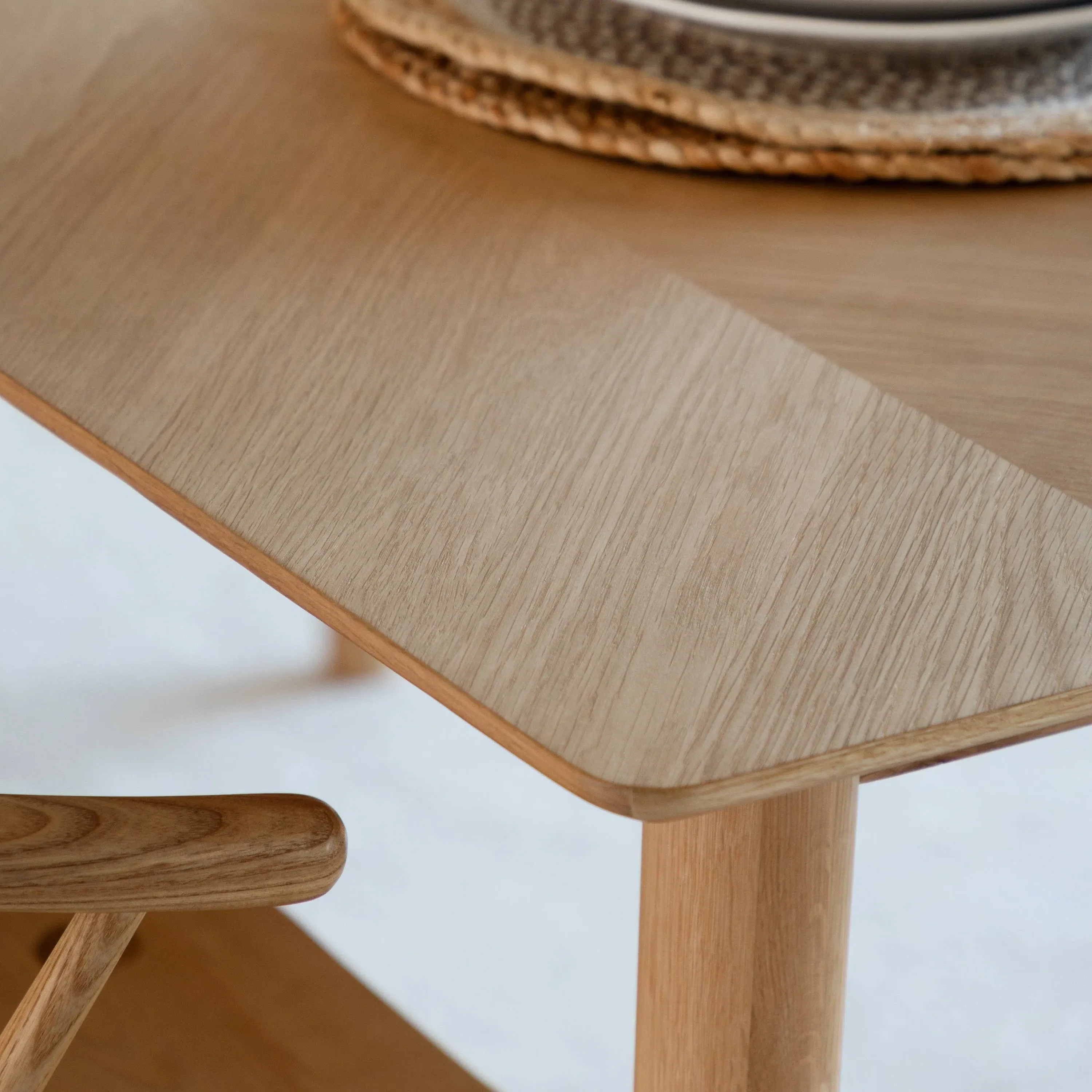 160cm Dining Table with Chevron Inlay - Oak