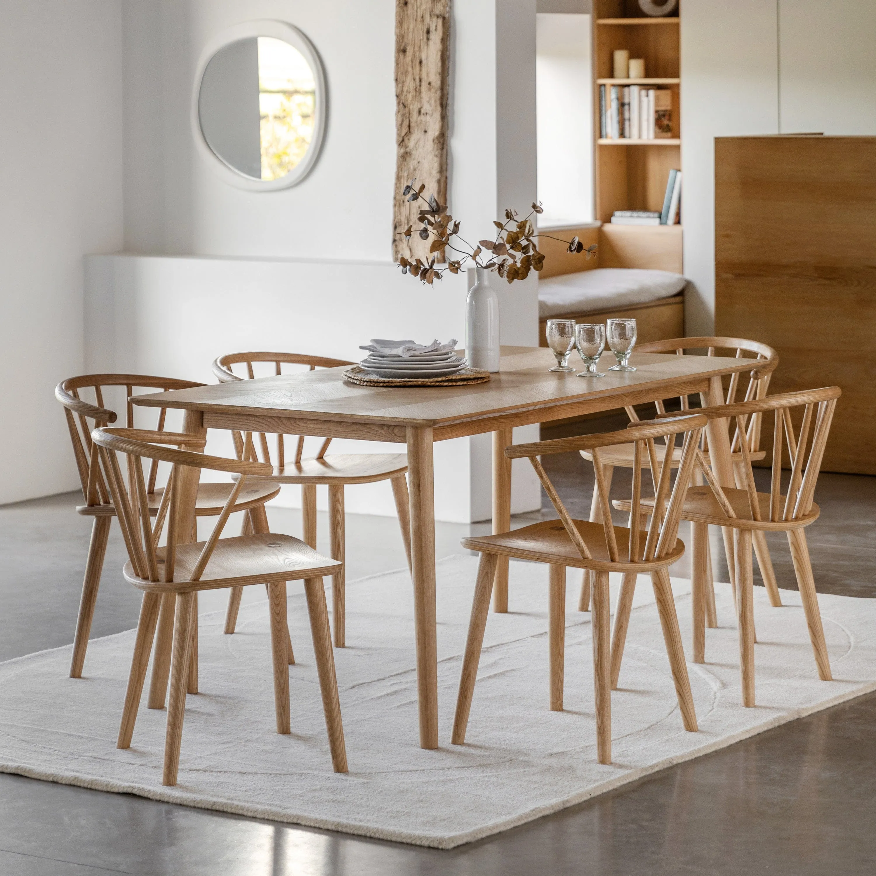 160cm Dining Table with Chevron Inlay - Oak image