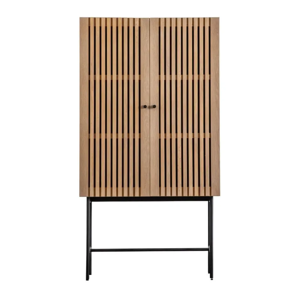 2-Door Cocktail Cabinet - Oak, Solid Wood