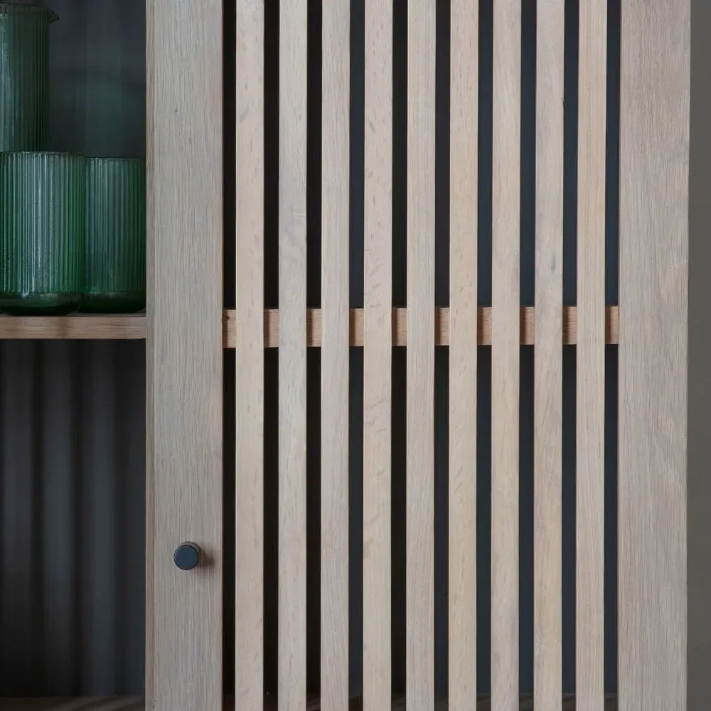 2-Door Cocktail Cabinet - Oak, Solid Wood