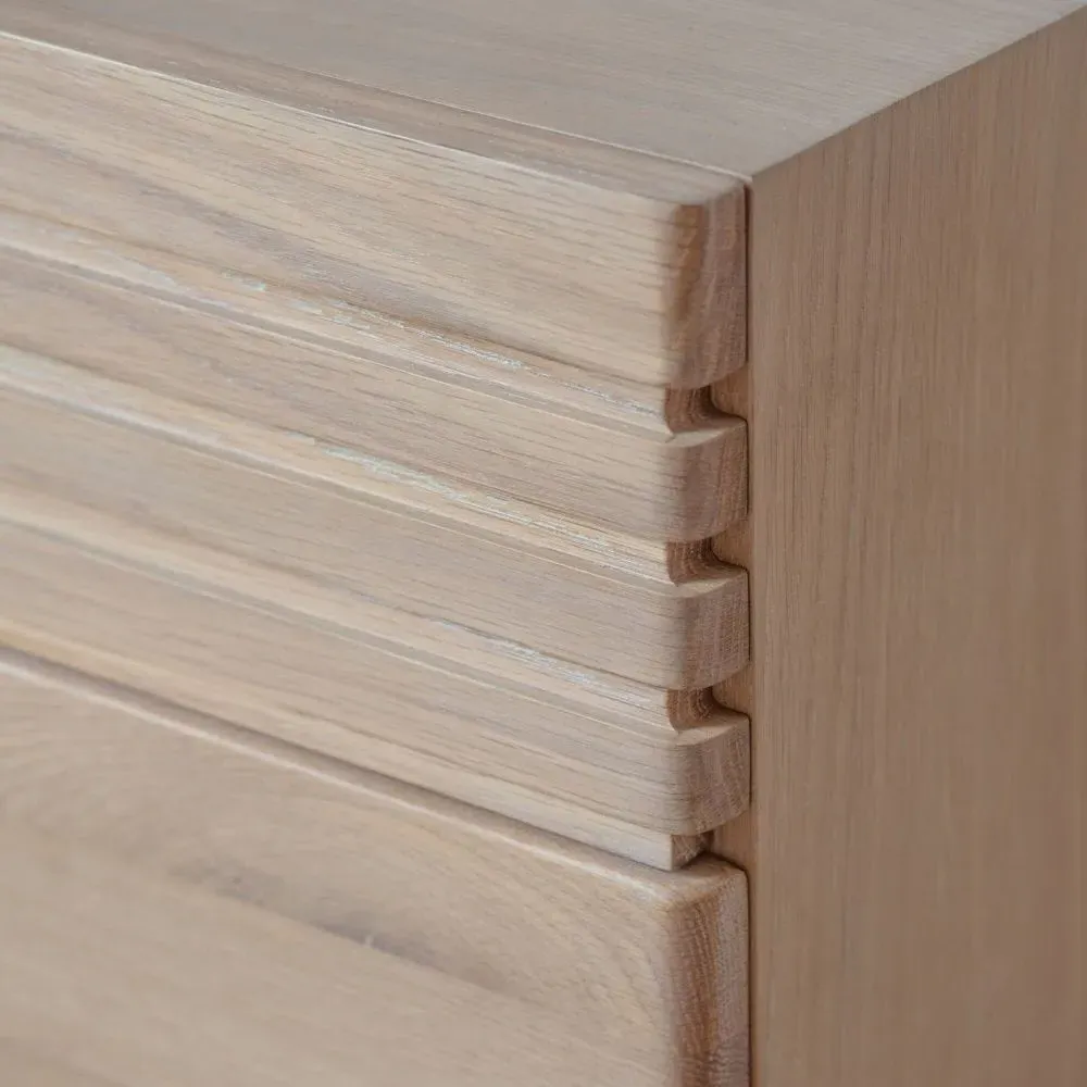 2-Door Sideboard with Drawers - Oak, Solid Wood
