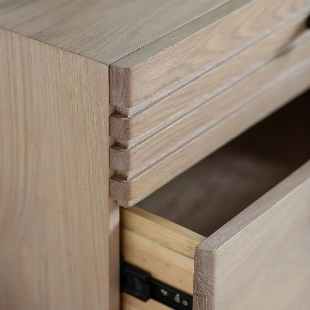 2-Drawer Bedside Table - Oak, Solid Wood