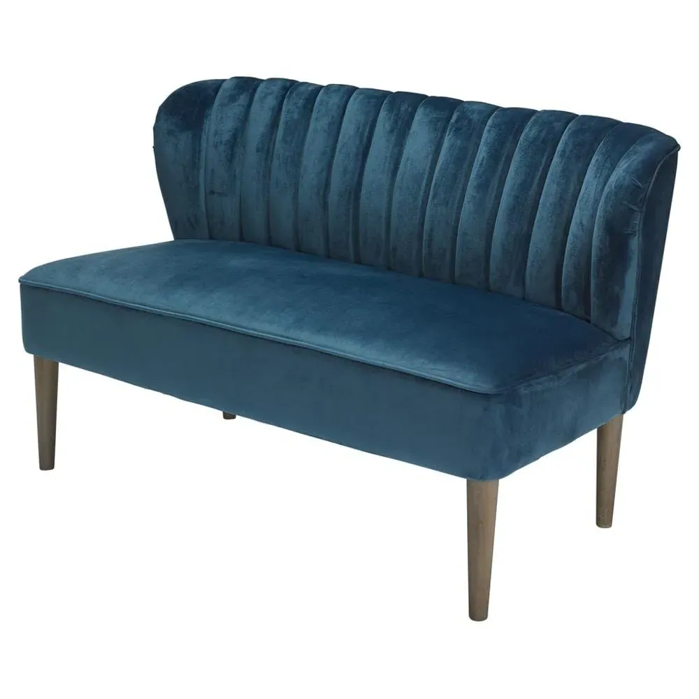 2-Seater Sofa Mid Century - Blue, Velvet image