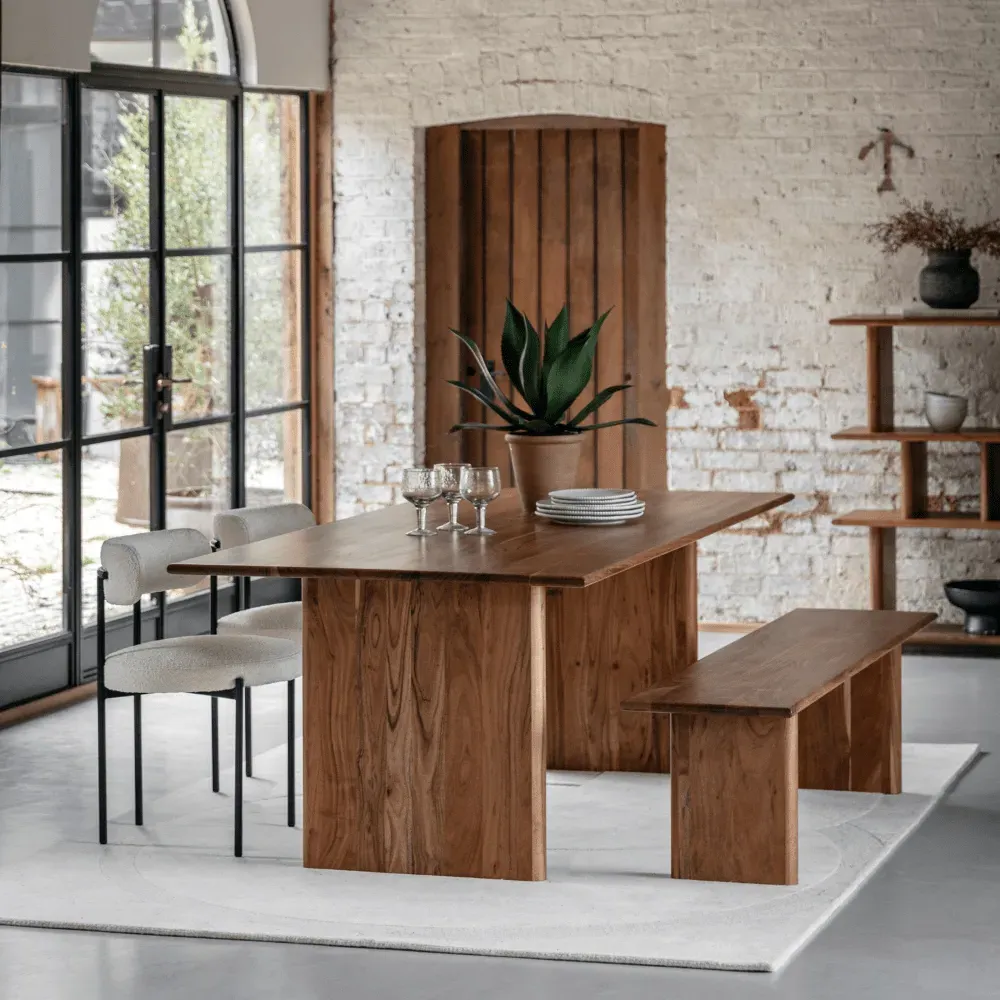 220cm Dining Table - Natural, Acacia Wood