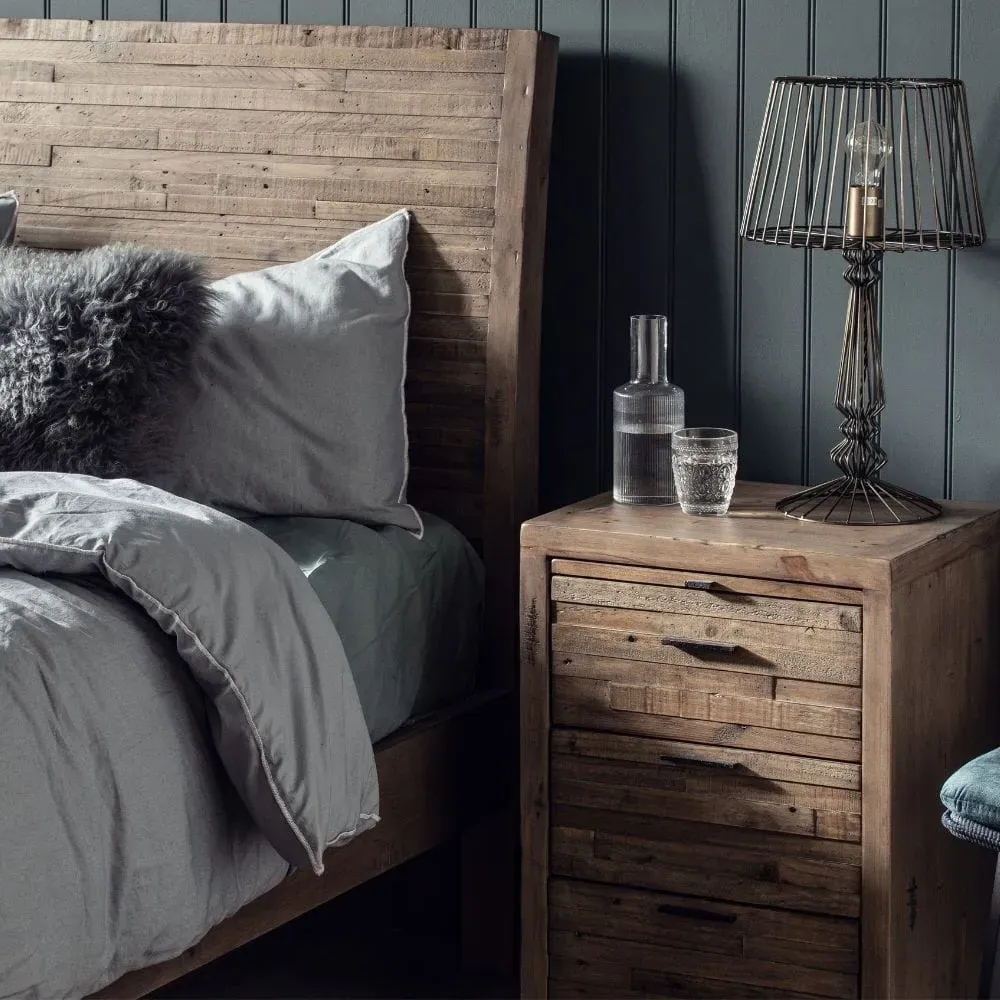 3-Drawer Bedside Table - Reclaimed Wood