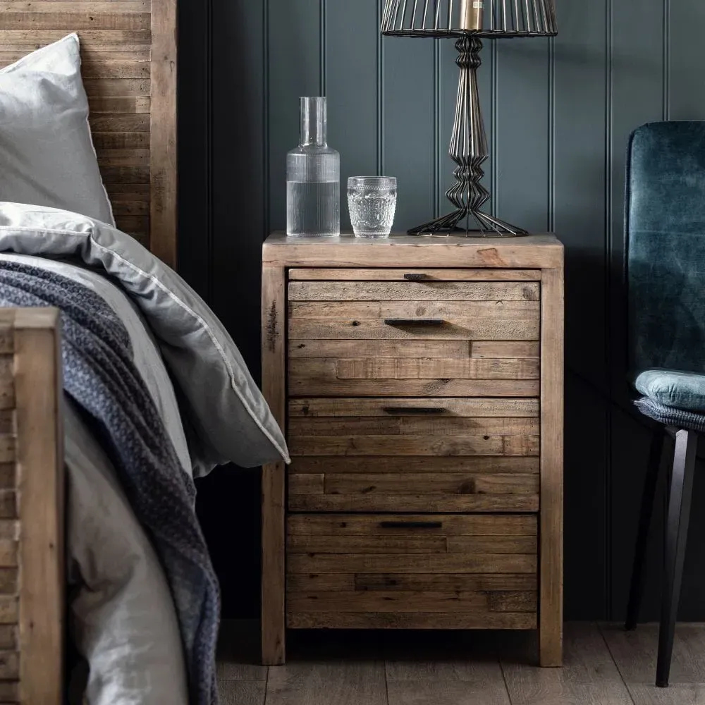 3-Drawer Bedside Table - Reclaimed Wood image