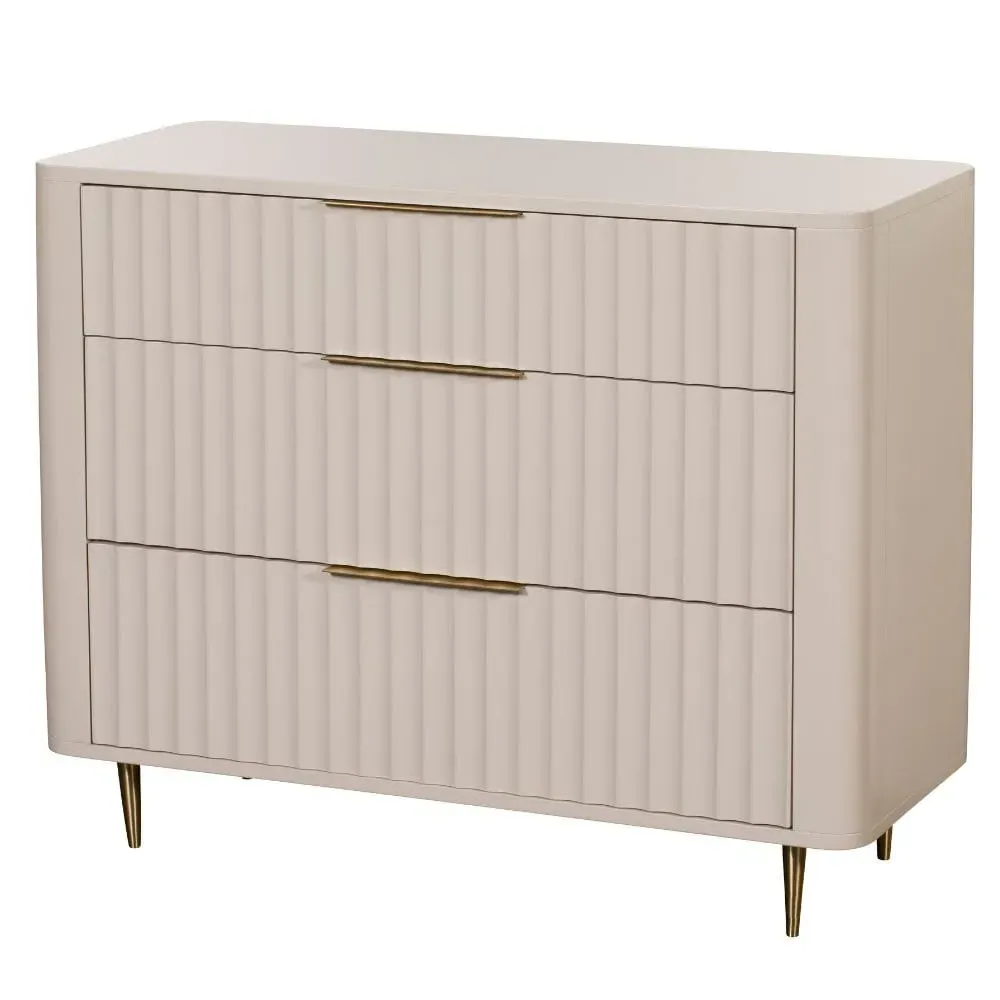 3-Drawer Chest with Brass Legs - White, Mahogany