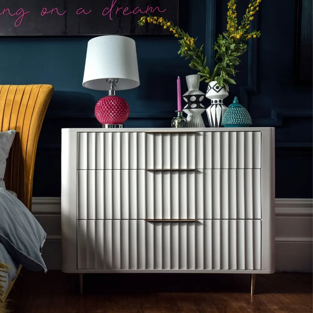 3-Drawer Chest with Brass Legs - White, Mahogany image