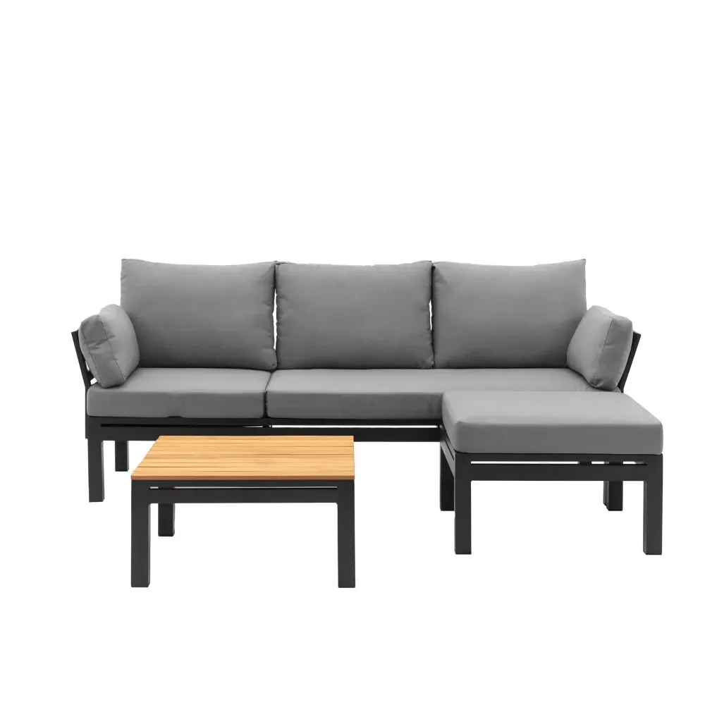3-Seater Corner Sofa Set with Lounger - Dark Grey