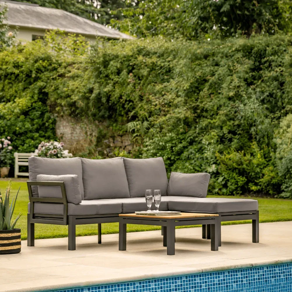 3-Seater Corner Sofa Set with Lounger - Dark Grey image