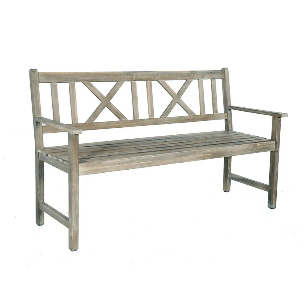 3-Seater Outdoor Bench - Antique Grey, Wood image