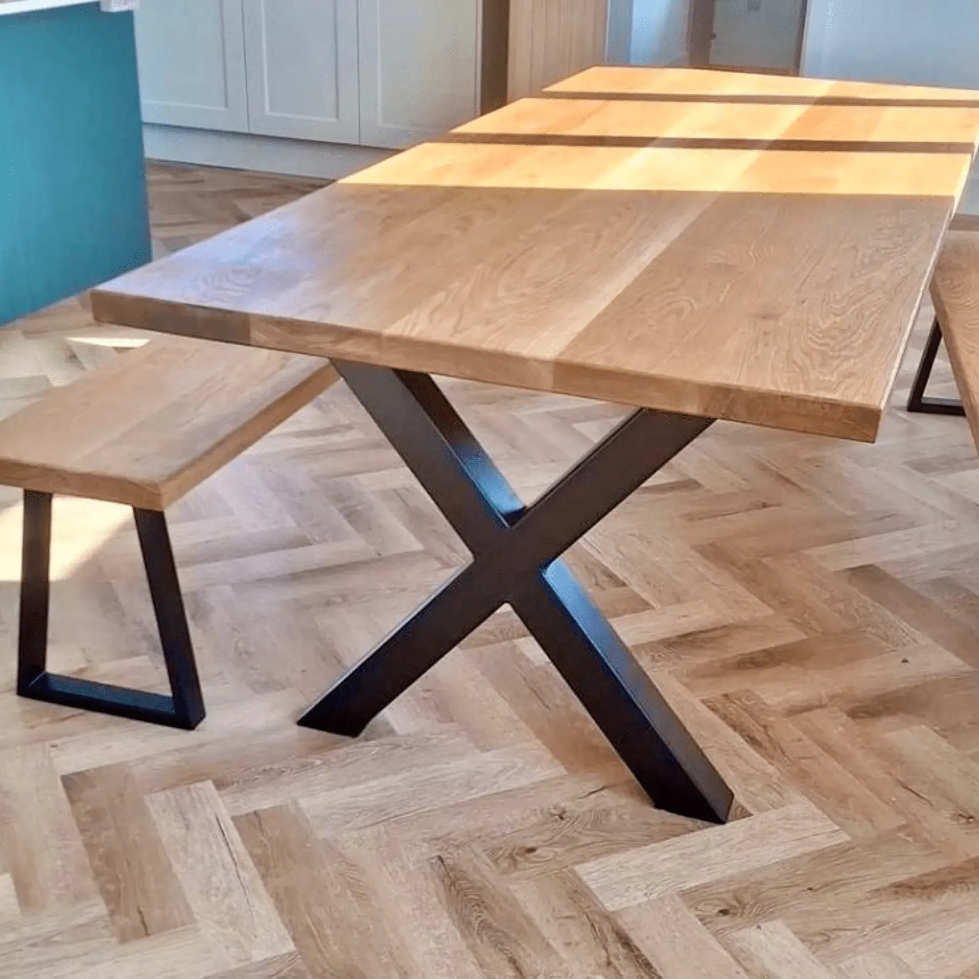 4-6 Seater Dining Table X Frame - Black, Oak image
