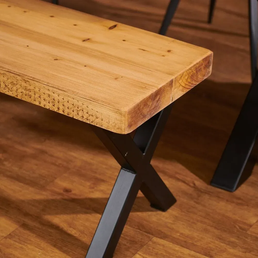 4-6 Seater Dining Table X Frame - Rugger Brown