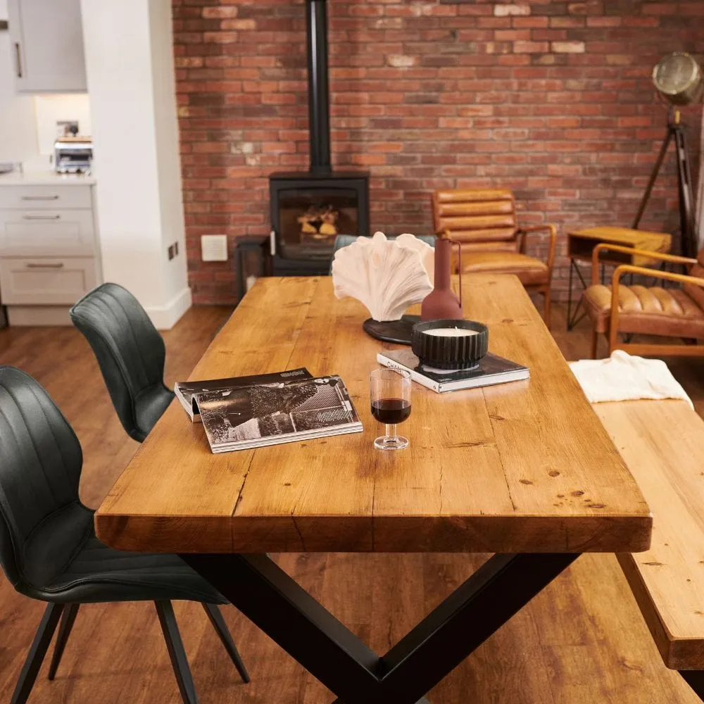 4-6 Seater Dining Table X Frame - Rugger Brown