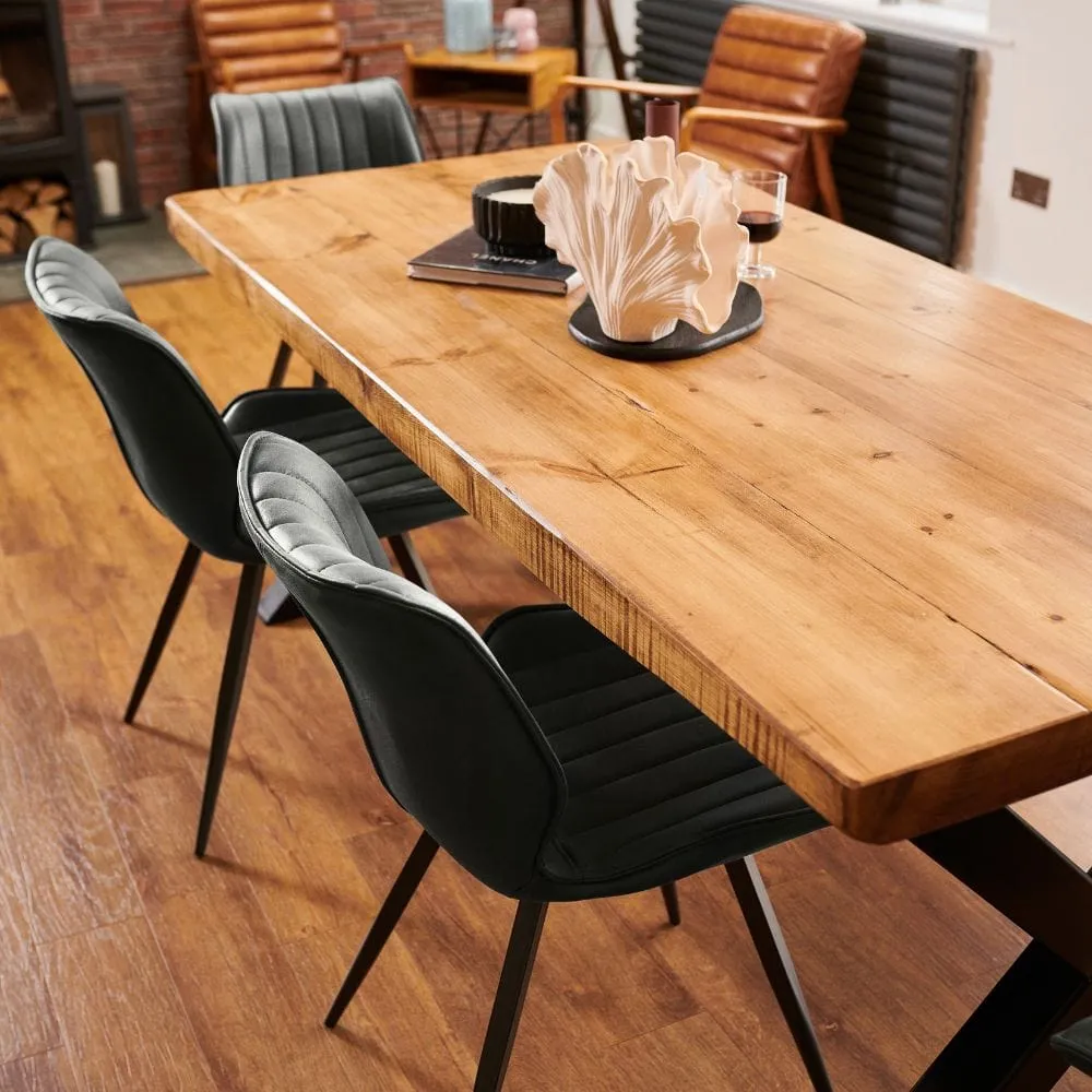 4-6 Seater Dining Table X Frame - Rugger Brown