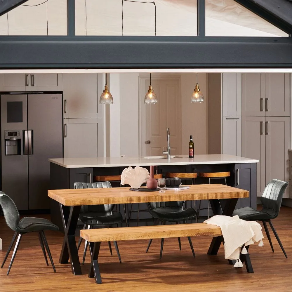 4-6 Seater Dining Table X Frame - Rugger Brown