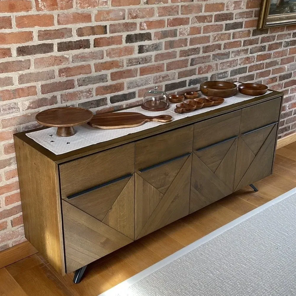 4-Door Sideboard with Storage - Wood, Oak