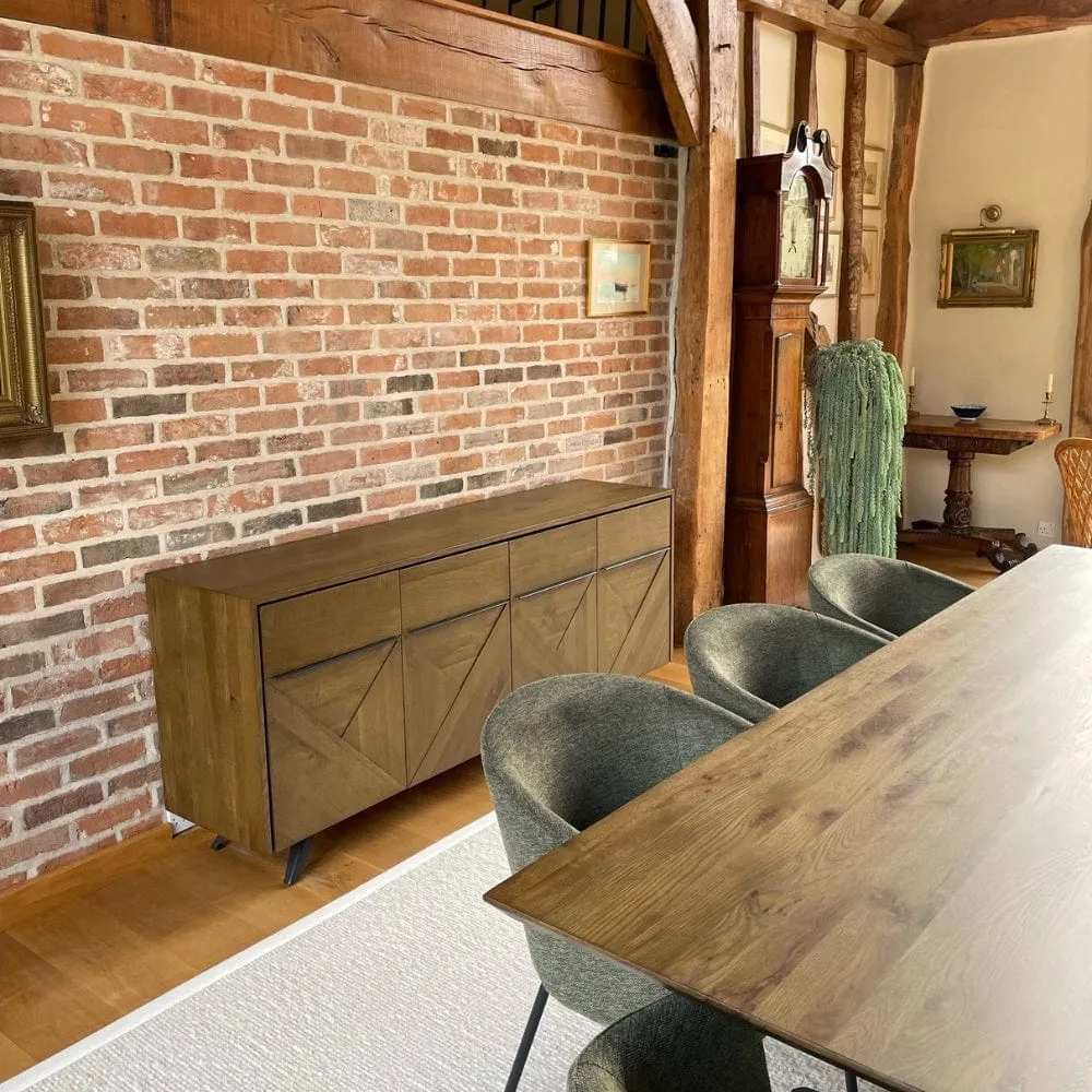 4-Door Sideboard with Storage - Wood, Oak