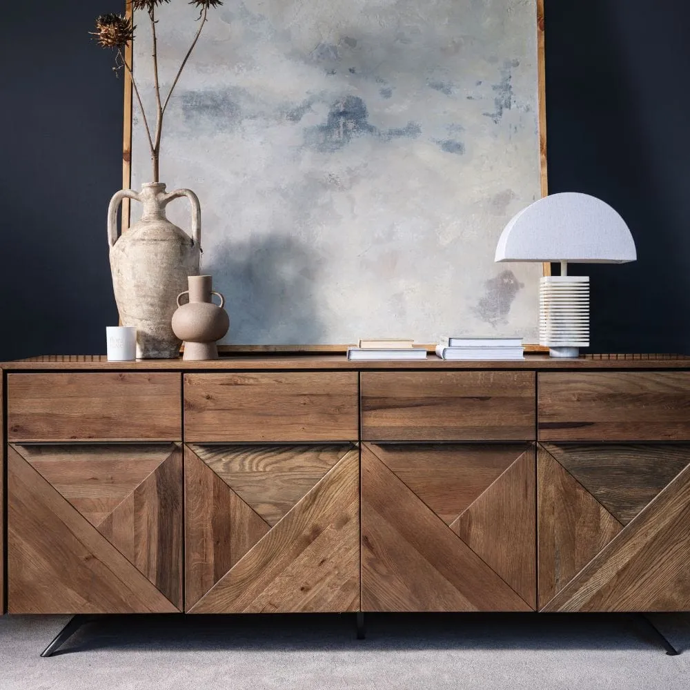 4-Door Sideboard with Storage - Wood, Oak image