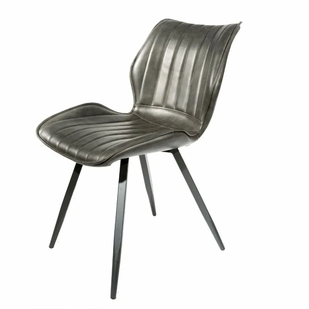 4-Piece Dining Chair Set - Grey, Vegan Leather