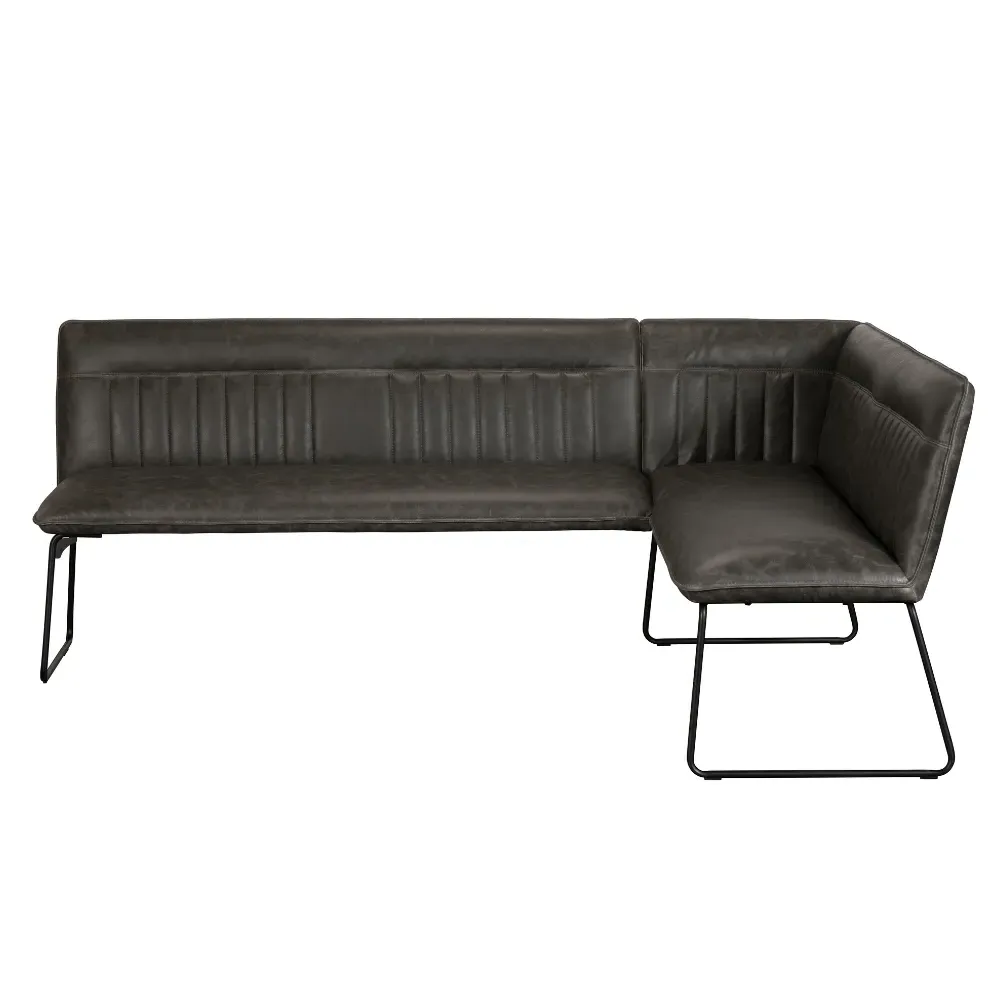 4-Seater Corner Bench with Stitching - Grey, PU image