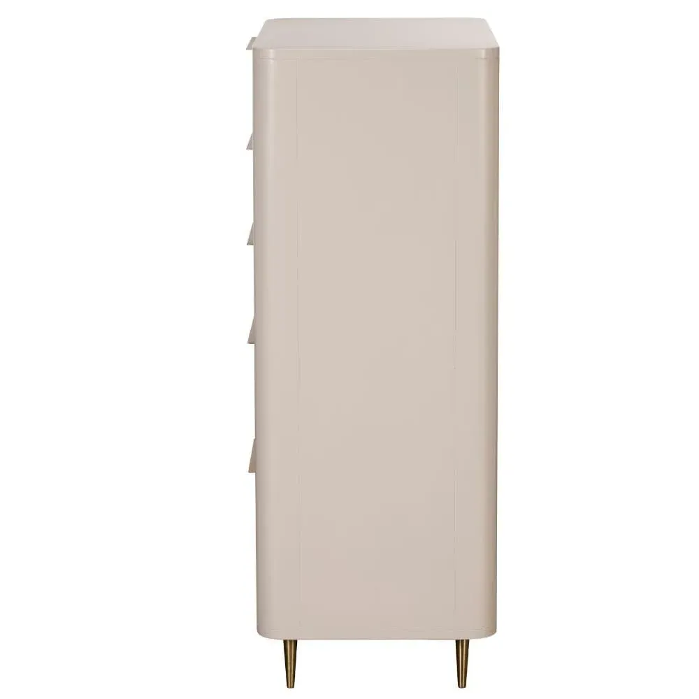 5-Drawer Tall Chest - White, Mahogany Wood