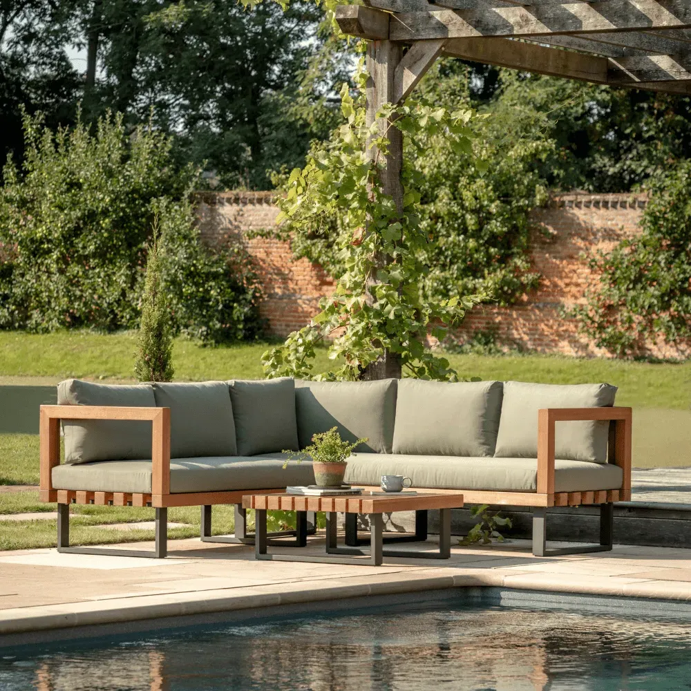 5-Seater Corner Sofa Set - Grey, Eucalyptus image