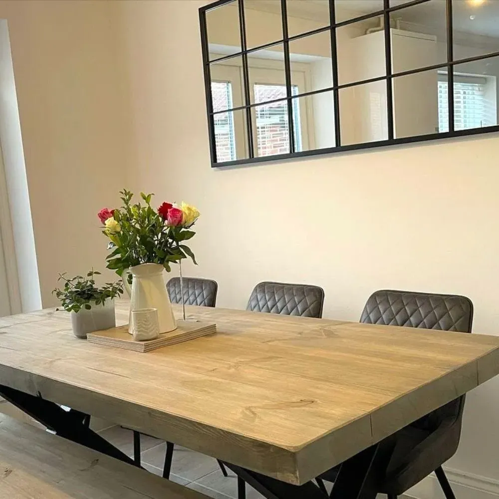 6-8 Seater Dining Table X Frame - Grey Wash