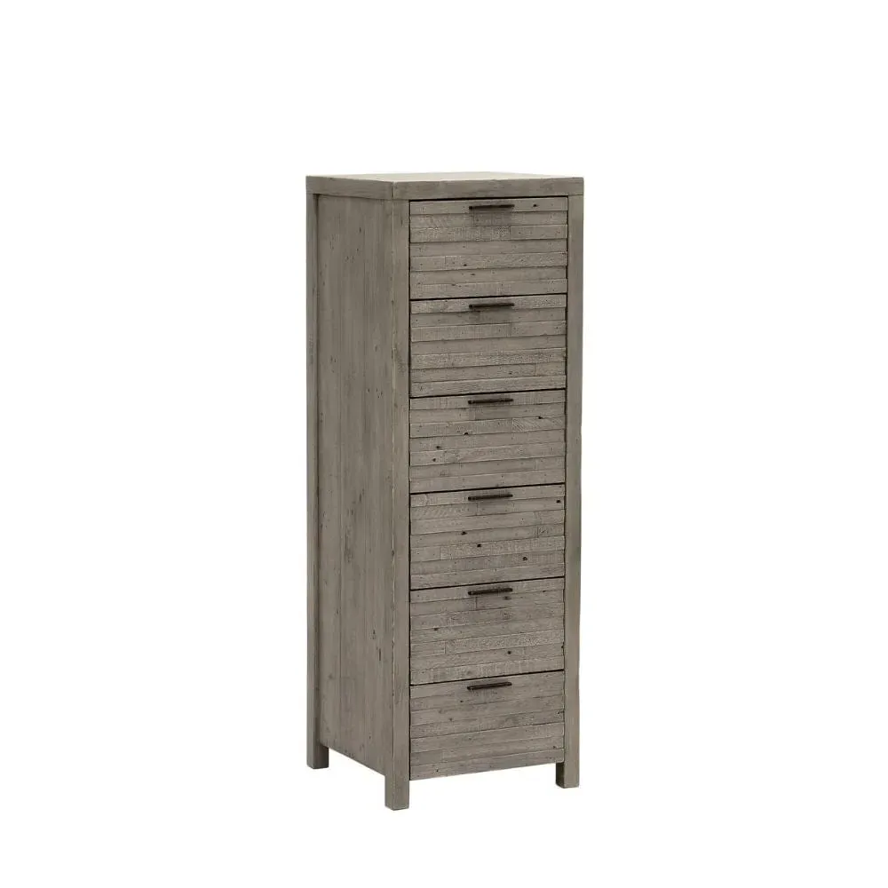 6-Drawer Tall Chest with Iron Handles - Reclaimed Wood