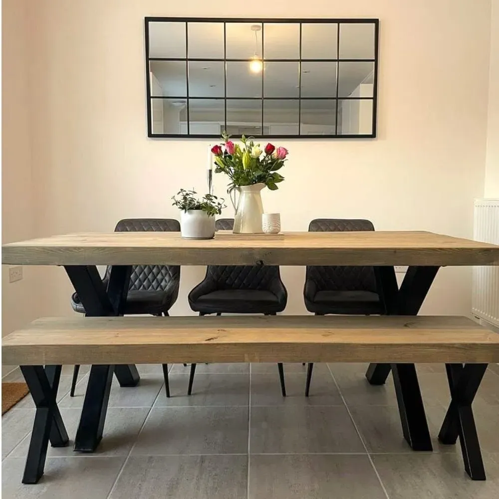8-10 Seater Dining Table X Frame - Grey Wash