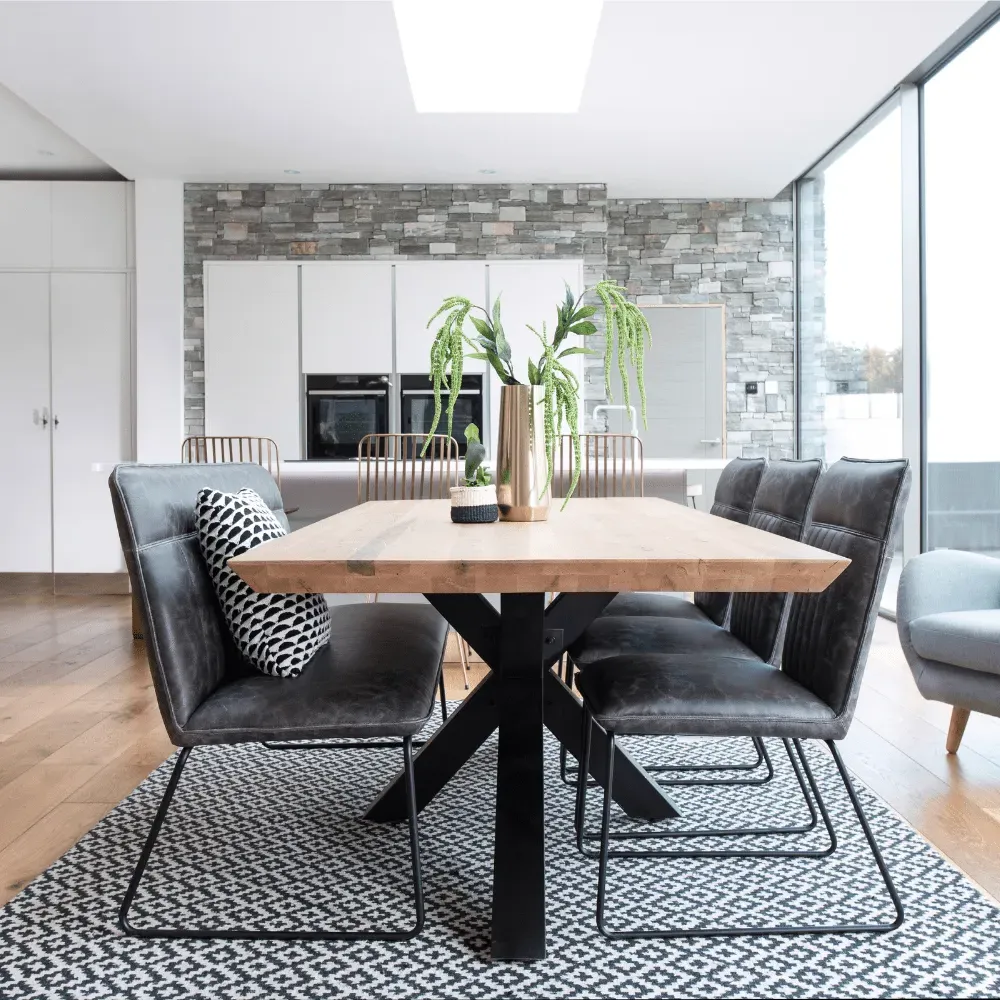 8-Seat Dining Set with Table - Grey, Oak image
