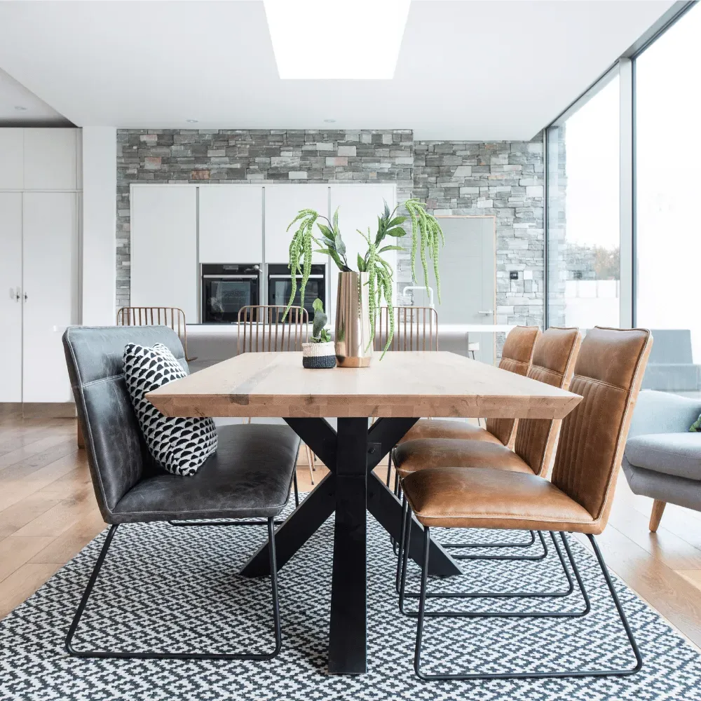 8-Seater Dining Set with Chairs - Tan, Oak