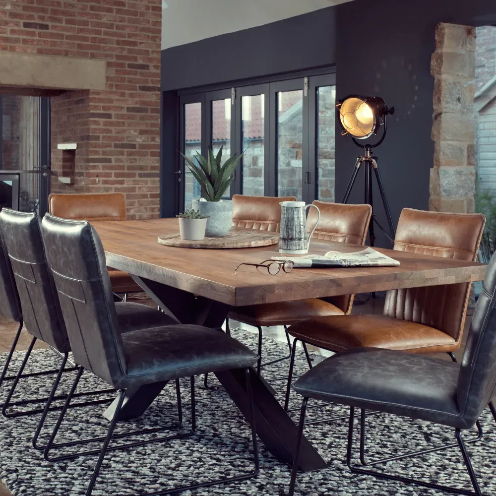 9-Piece Dining Set with 8 Chairs - Grey, Oak image