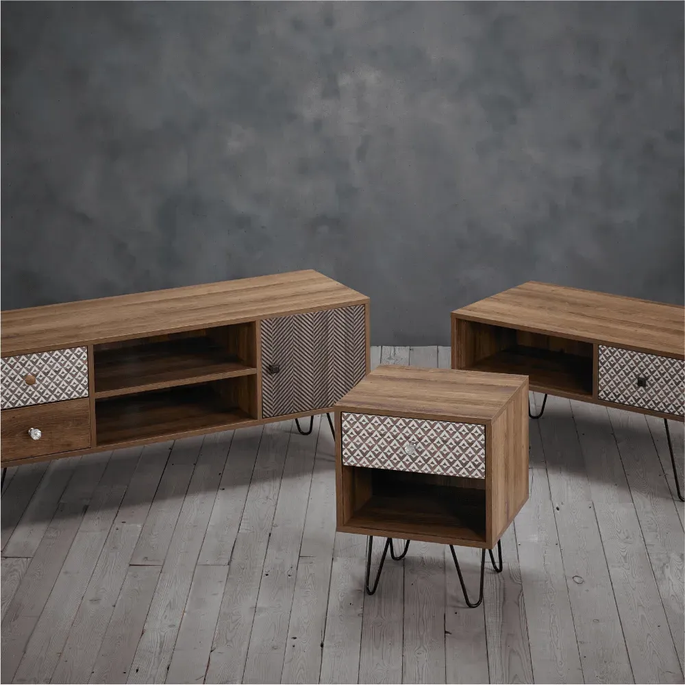 Bedside Table with Drawer - White, Wood