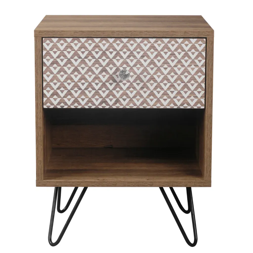Bedside Table with Drawer - White, Wood image