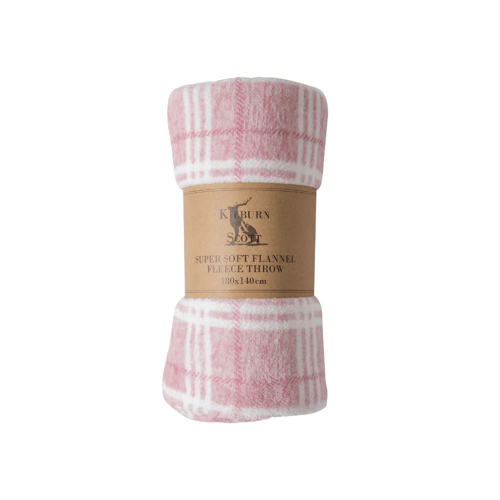 Checked Fleece Blanket - Blush, Flannel image