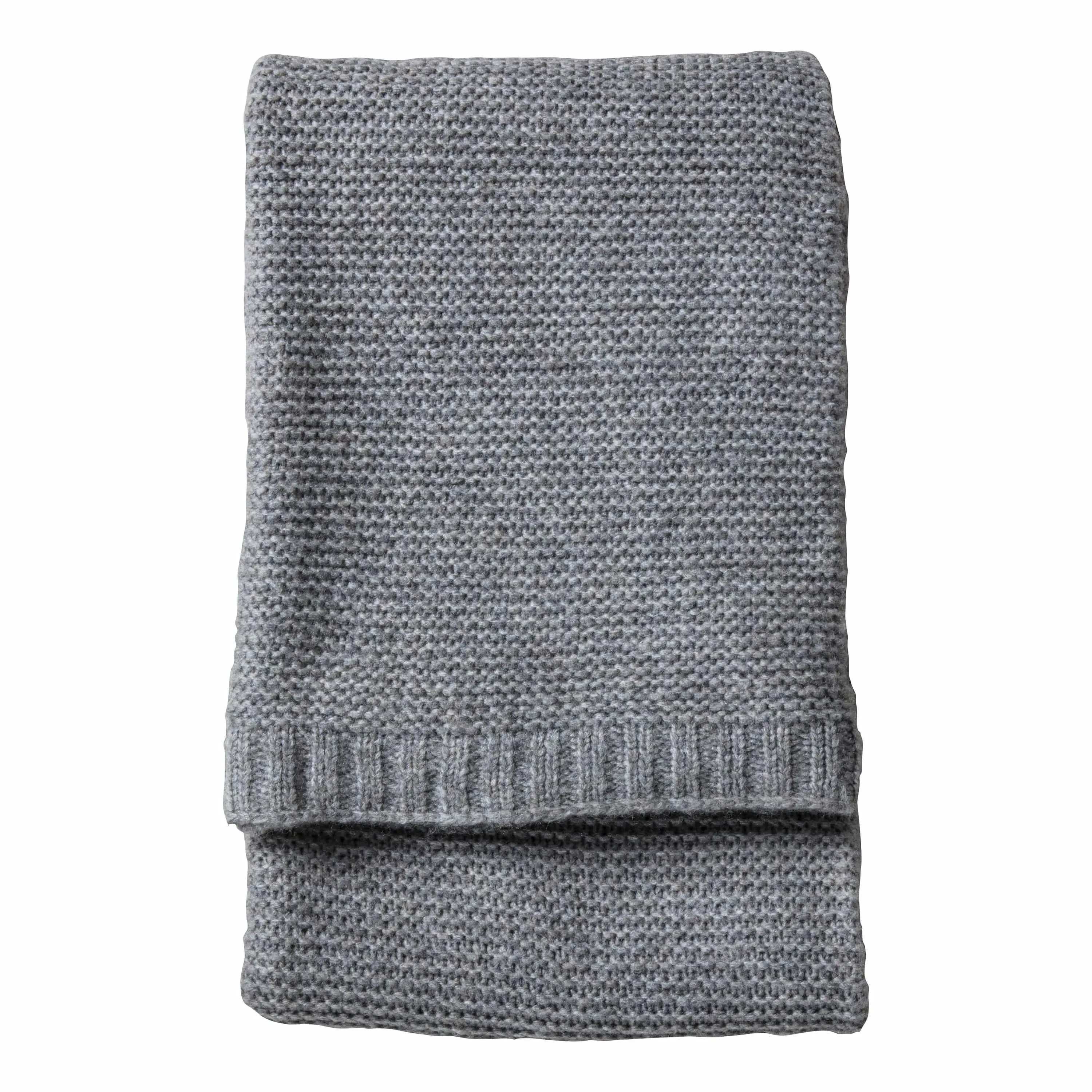 Chunky Cable Knit Throw - Grey, Diamond Pattern