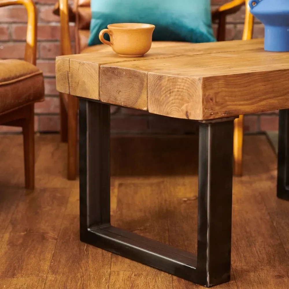 Chunky Coffee Table Handcrafted - Rugger Brown, Pine