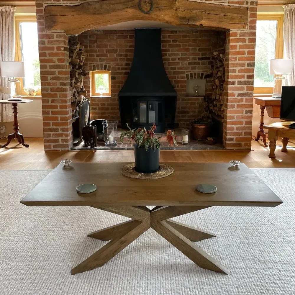 Coffee Table with Cross Legs - White Oak