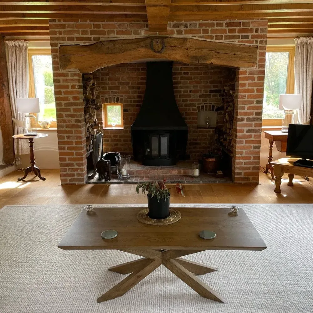 Coffee Table with Cross Legs - White Oak