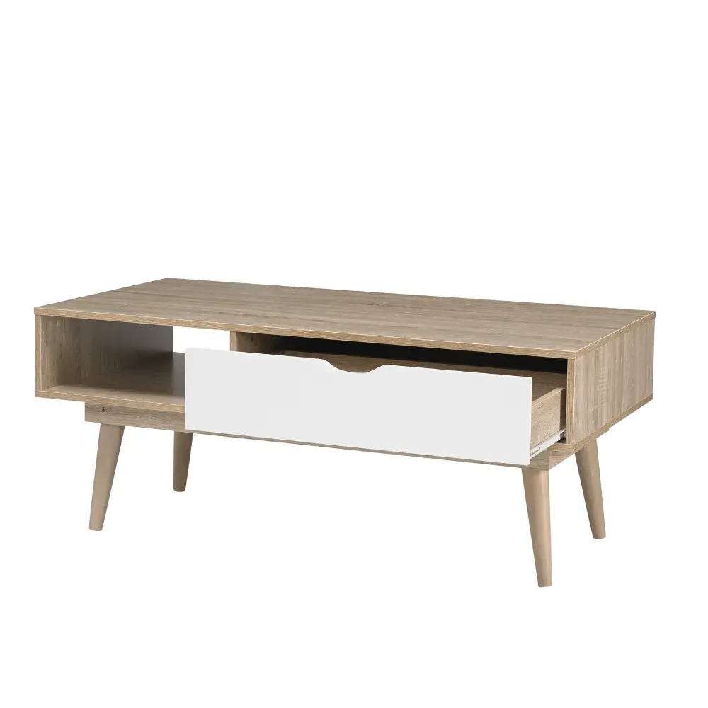 Coffee Table with Drawers - White, Wood