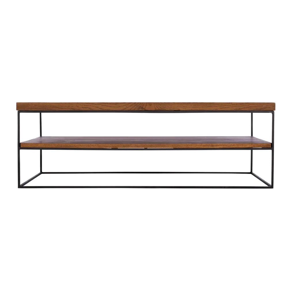 Coffee Table with Steel Legs - Oak, Solid Wood