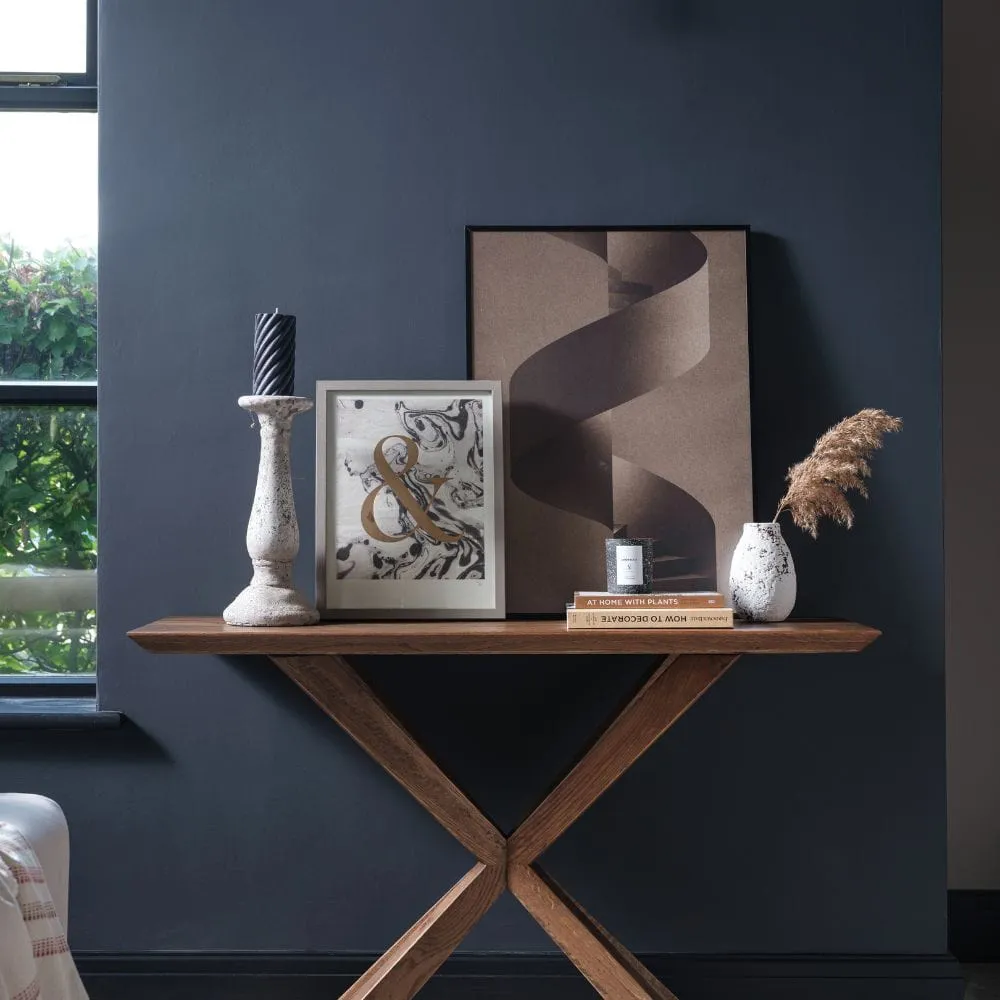 Console Table with Cross Legs - Wood, Oak