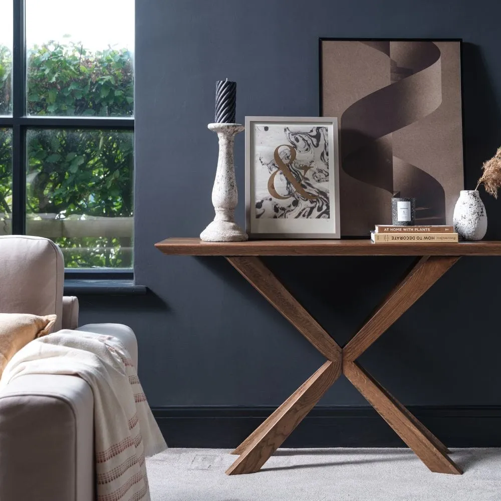 Console Table with Cross Legs - Wood, Oak image