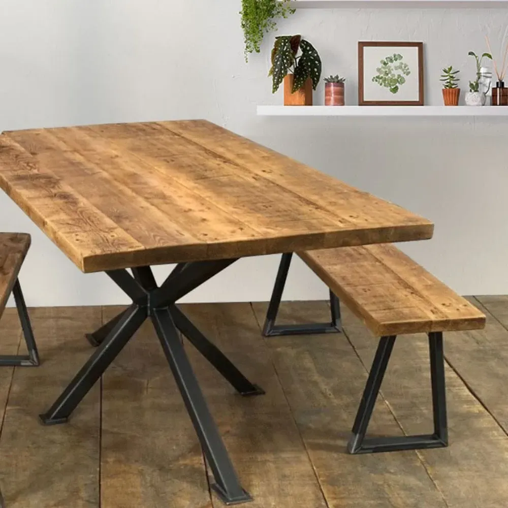 Dining Bench with Steel Frame - Driftwood, Wood image