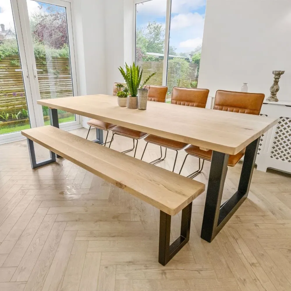 Dining Table & Bench Set with U Base - Oak image