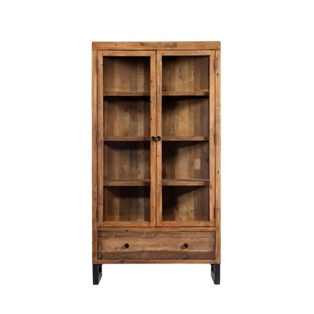 Display Cabinet with Industrial Legs - Reclaimed Wood