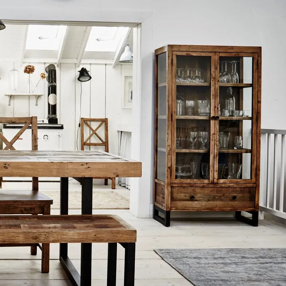 Display Cabinet with Industrial Legs - Reclaimed Wood image