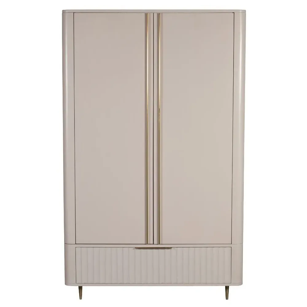 Double Wardrobe with Brass Hardware - White, Mahogany
