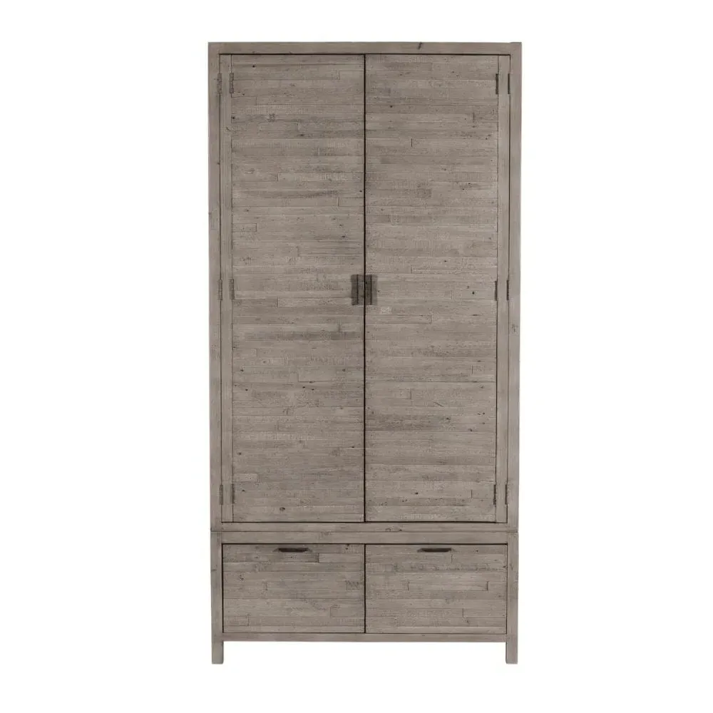Double Wardrobe with Cast Iron Handles - Reclaimed Wood